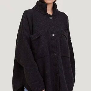 Cordera natural Alpaca blend Polo Cardigan Black OS